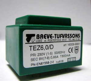 Transformator TEZ 6/D 230/9V